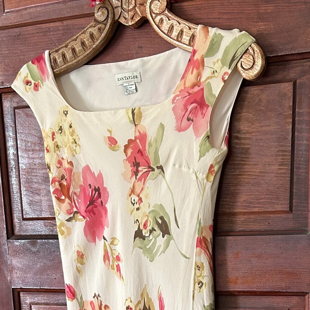 Ann Taylor Long Floral Sheath Dress